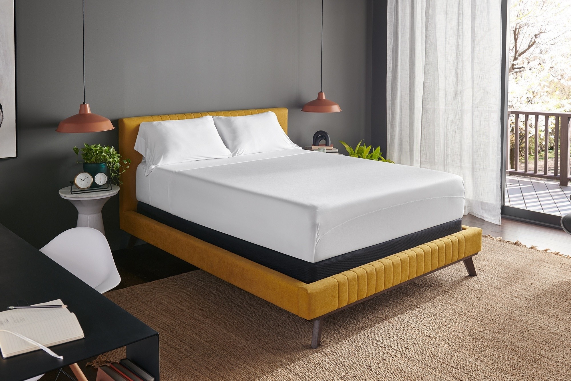 Tempur-Pedic Breeze Sheets white in a styled room